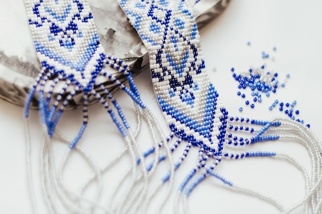 haftowana tkanina z bliska